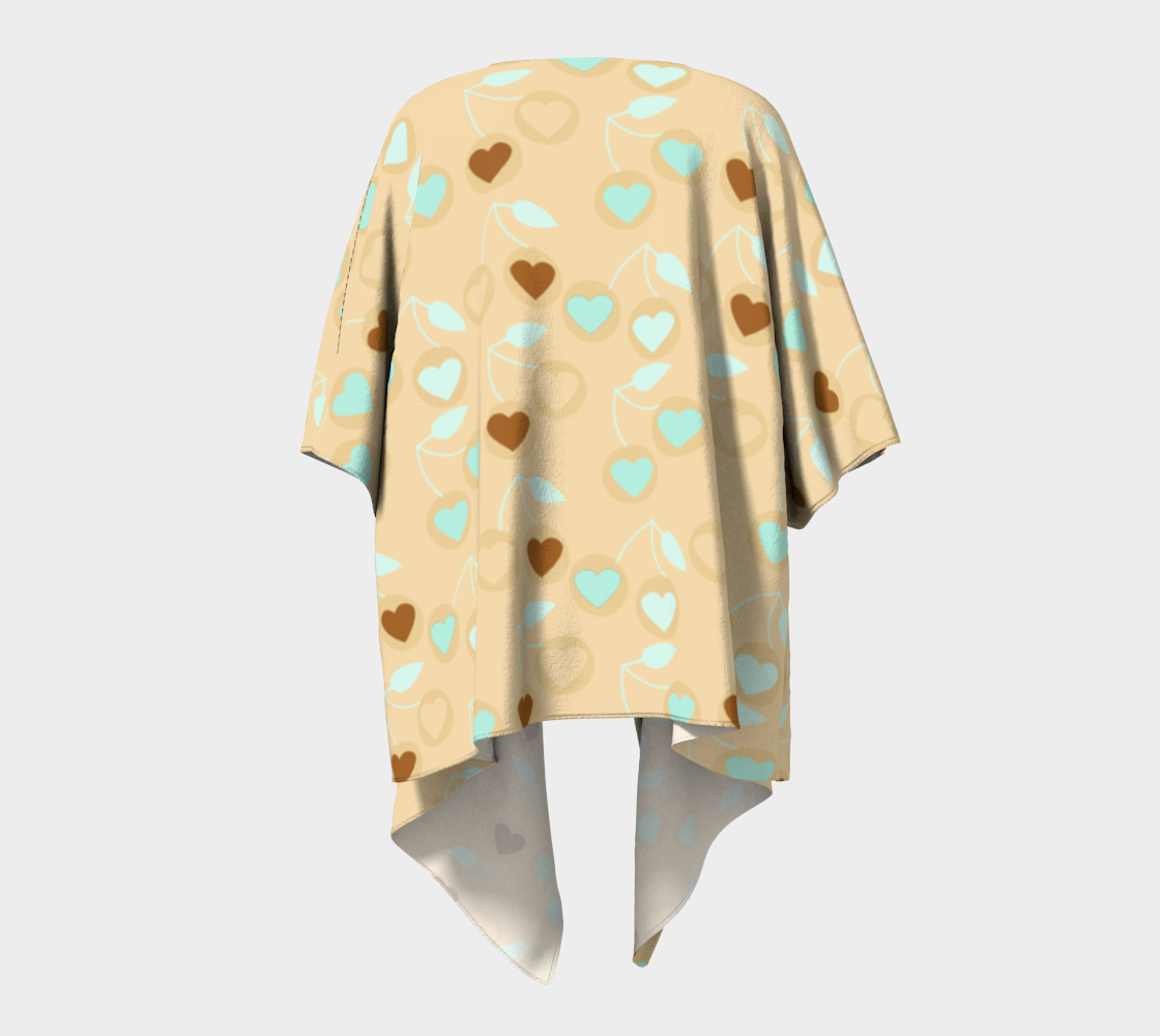 beige heart cherries draped Kimono