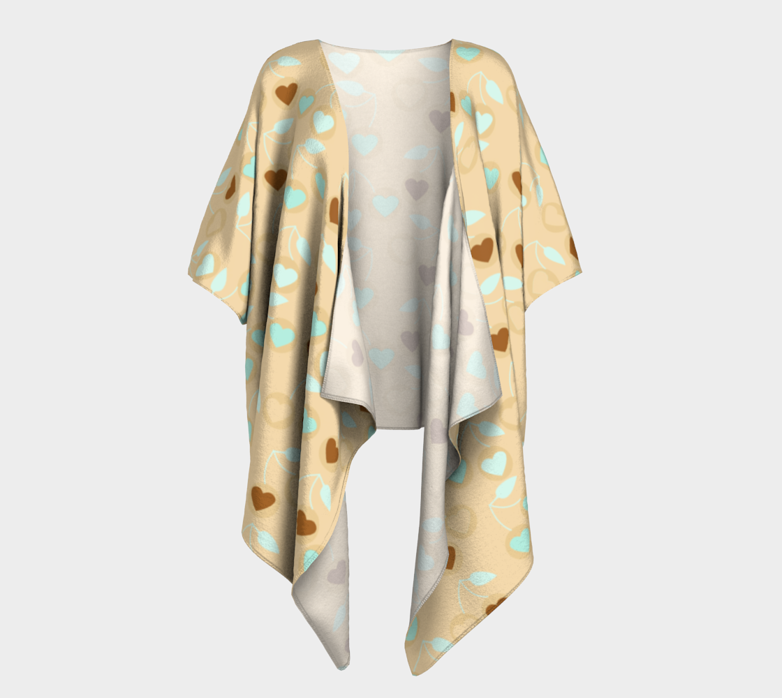 beige heart cherries draped Kimono