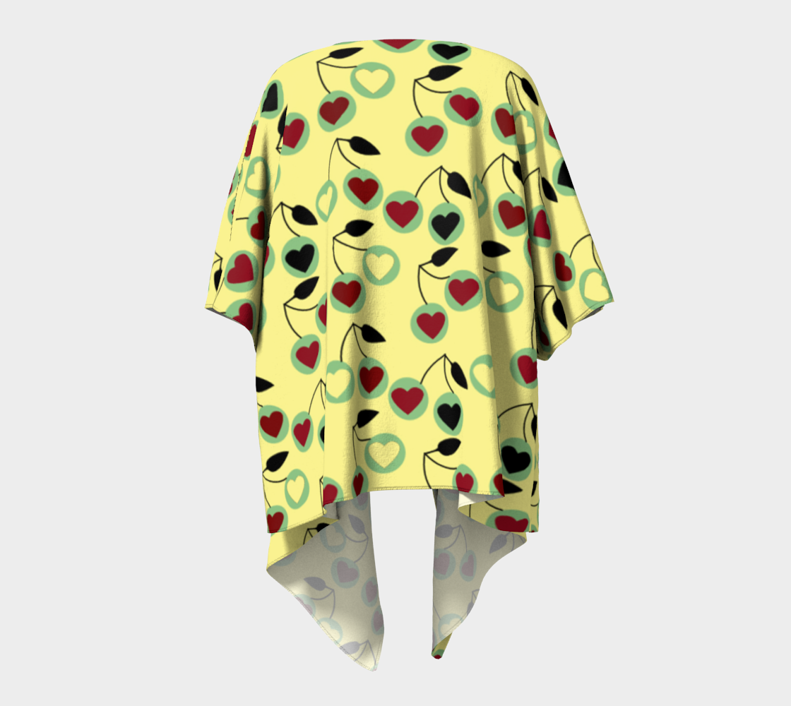 yellow heart cherries draped Kimono