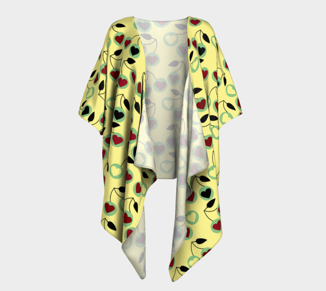 yellow heart cherries draped Kimono