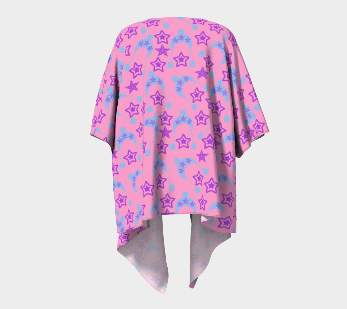 pink star blue hats draped Kimono