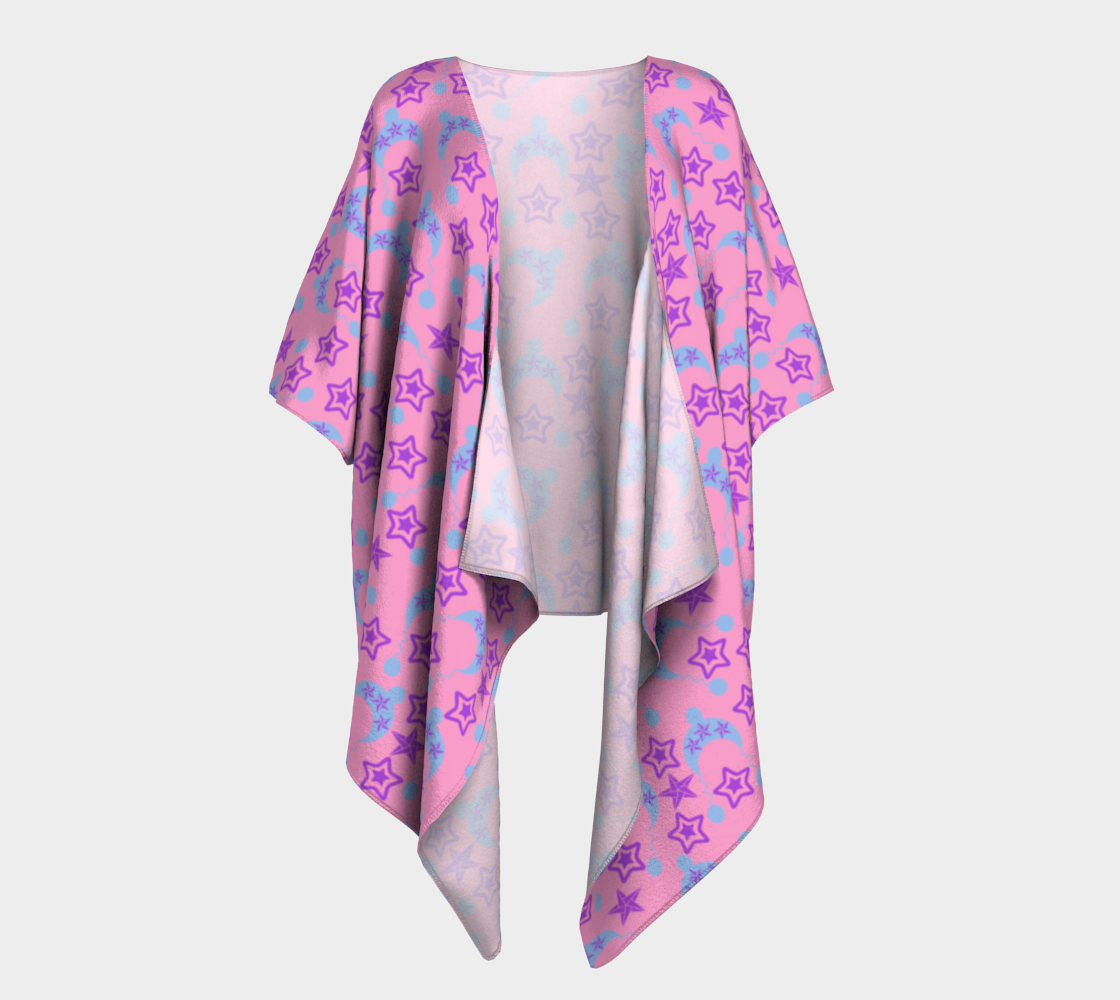 pink star blue hats draped Kimono