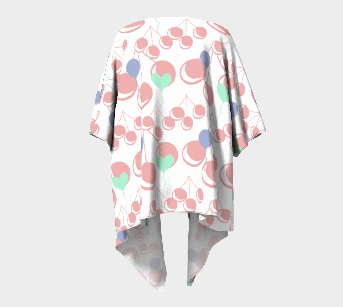 bubblegum cherry white draped Kimono