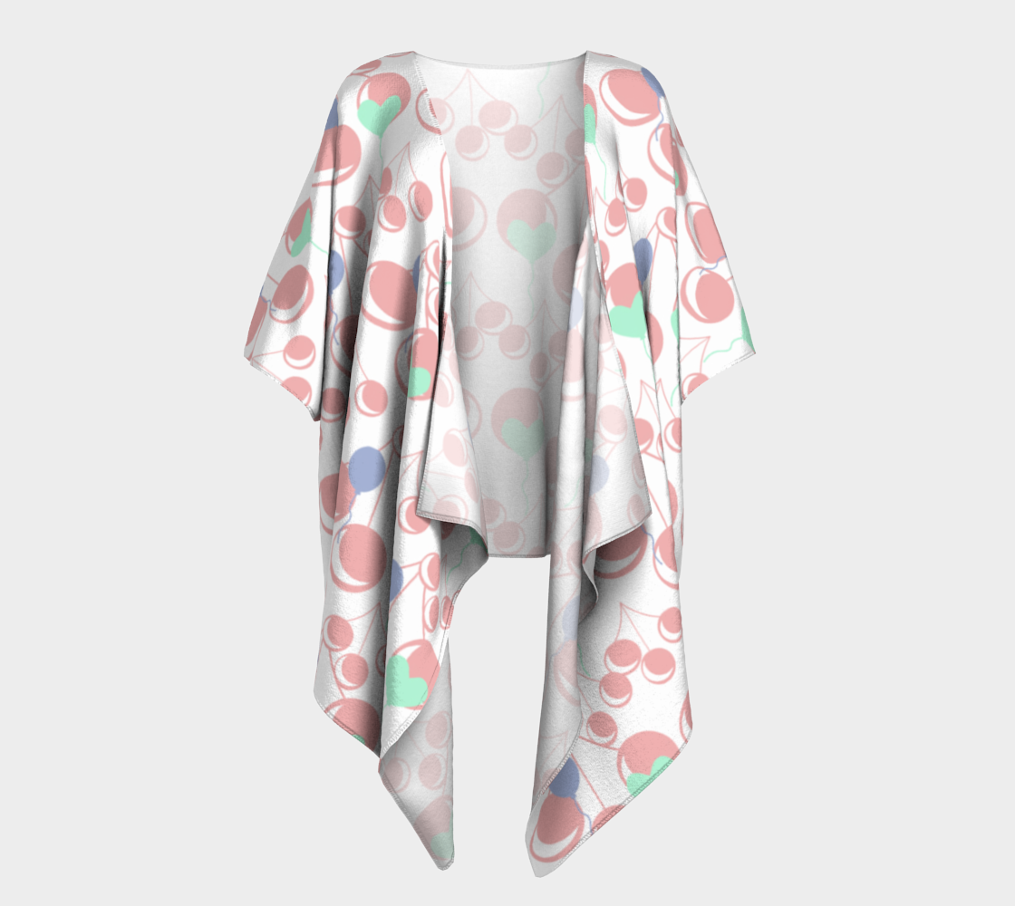 bubblegum cherry white draped Kimono