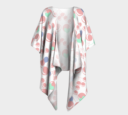 bubblegum cherry white draped Kimono