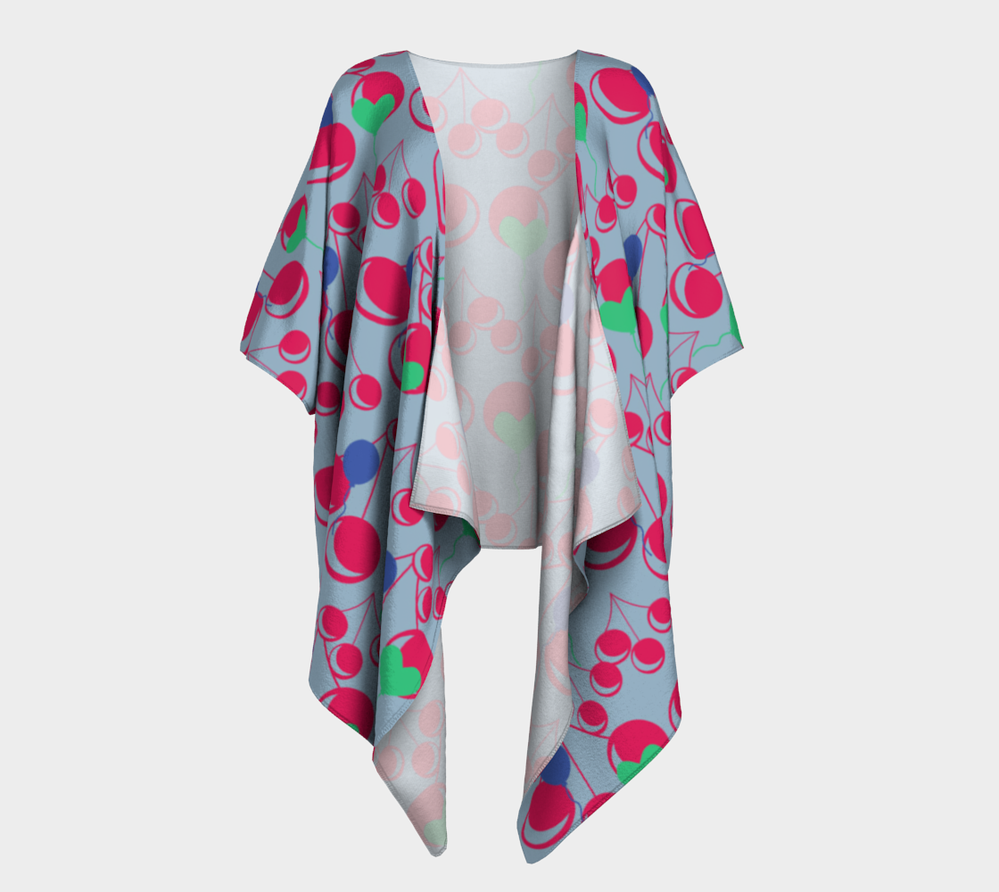 bubblegum cherry blue draped Kimono