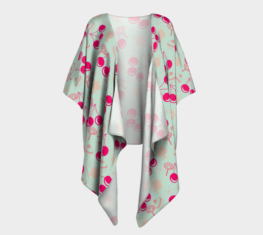 bubblegum cherry draped Kimono