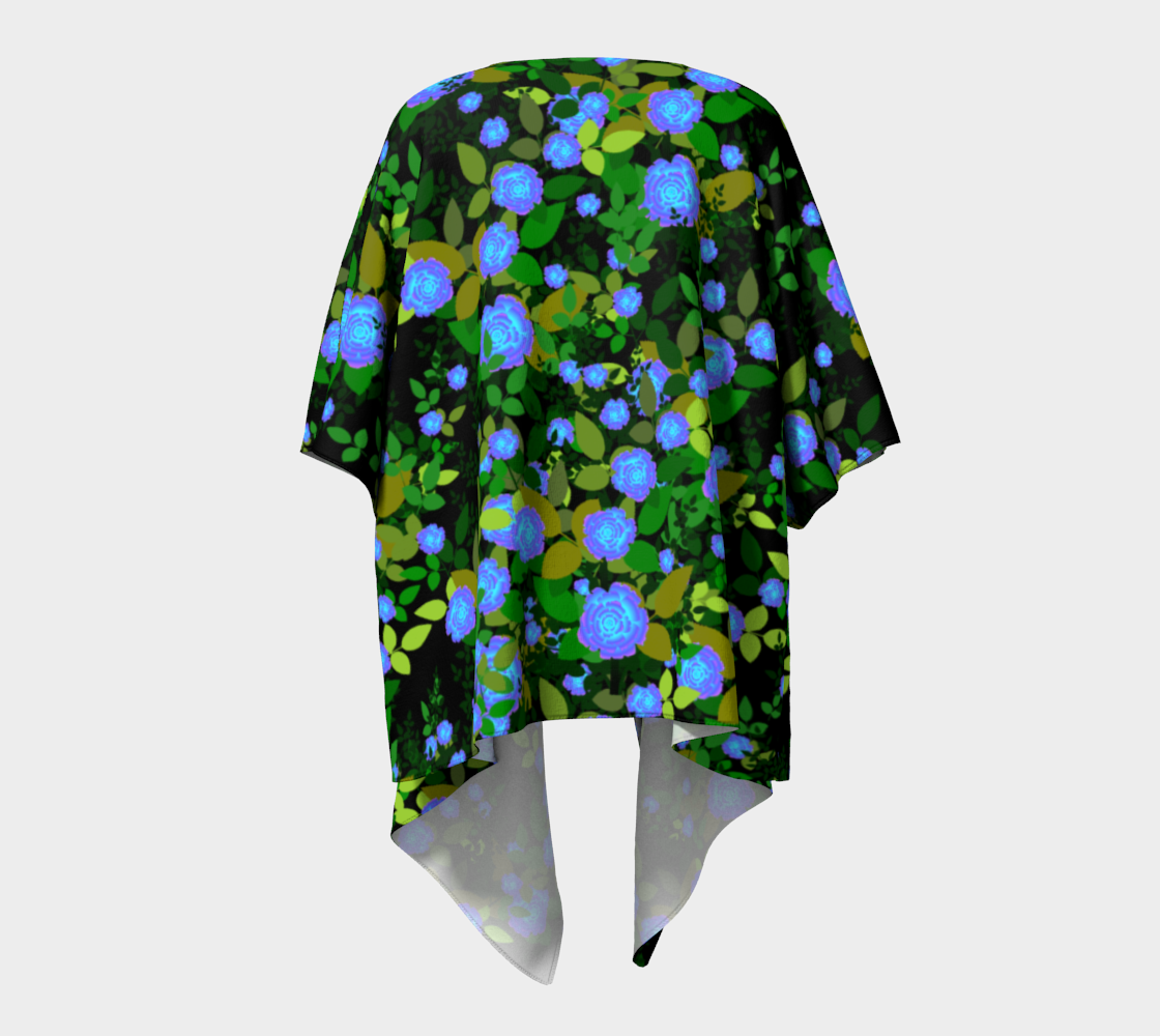 blue luminescent roses draped Kimono