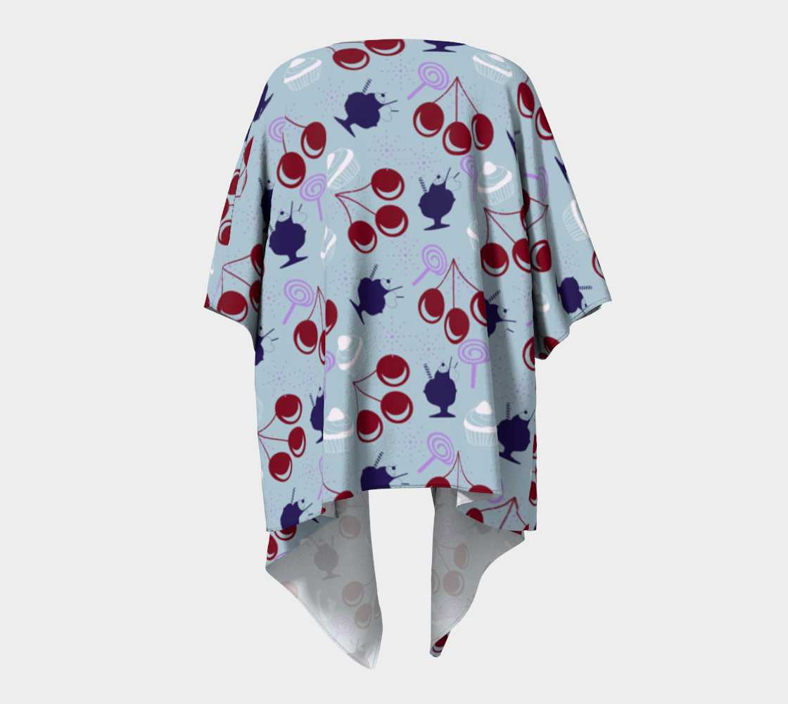 sky cherry draped Kimono