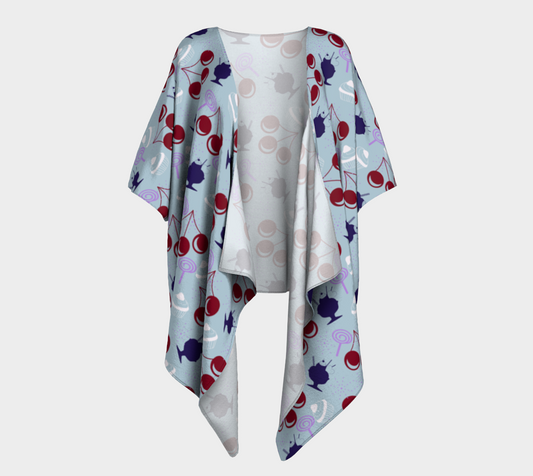 sky cherry draped Kimono