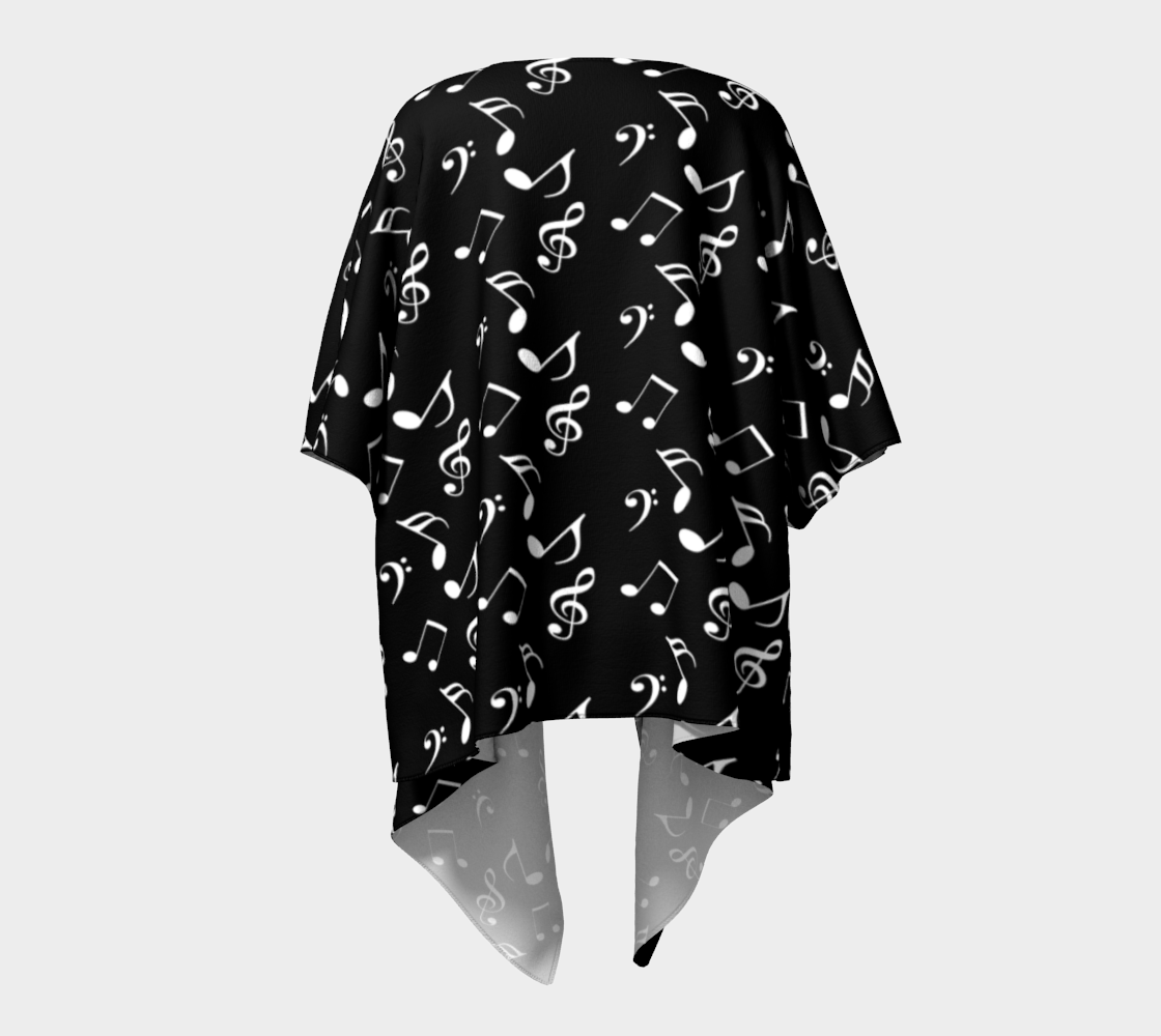 black music notes draped Kimono