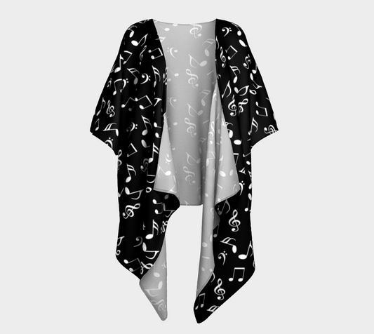 black music notes draped Kimono