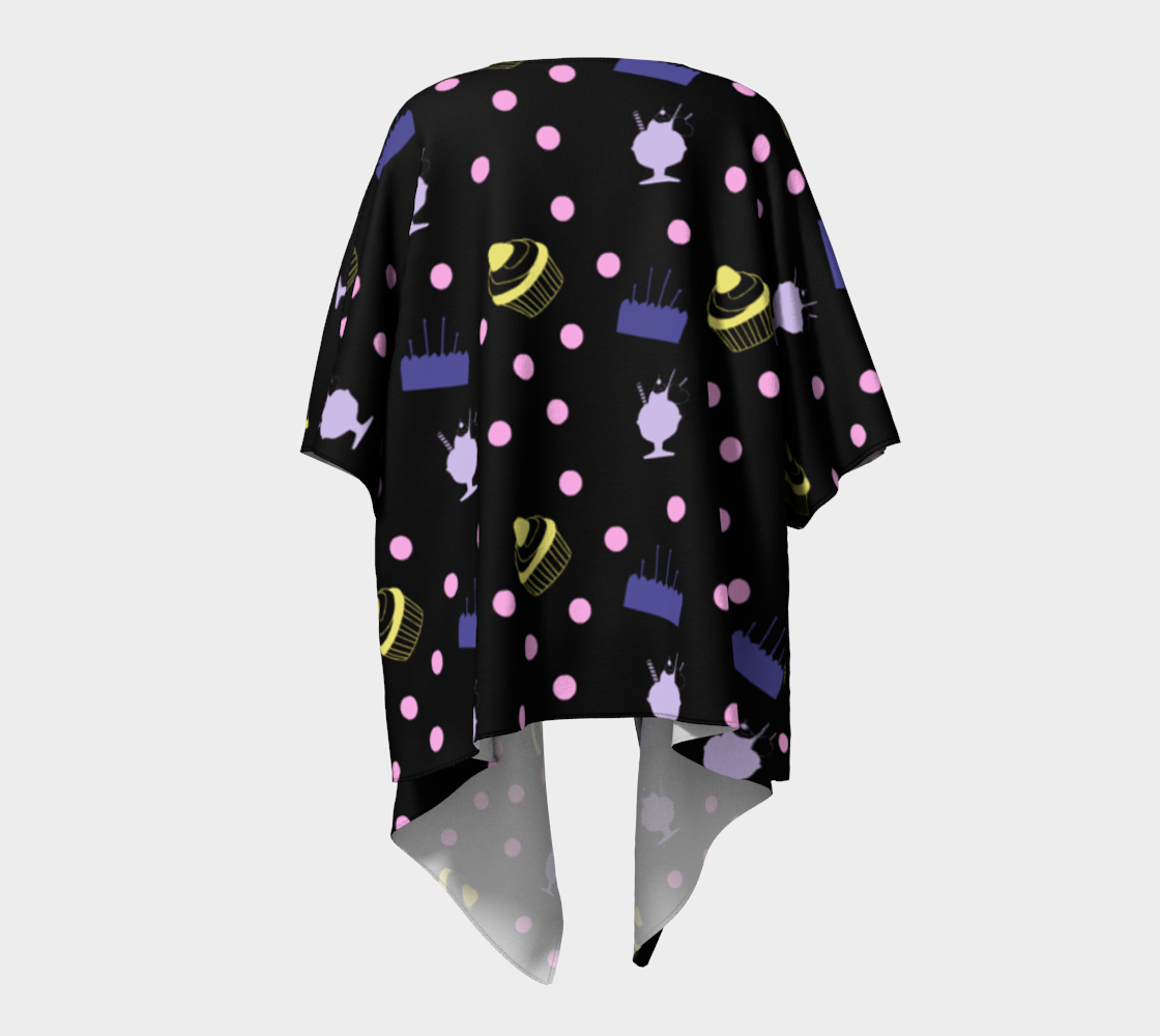 cakes and sundaes black draped Kimono