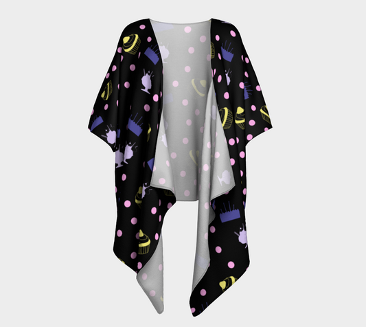 cakes and sundaes black draped Kimono