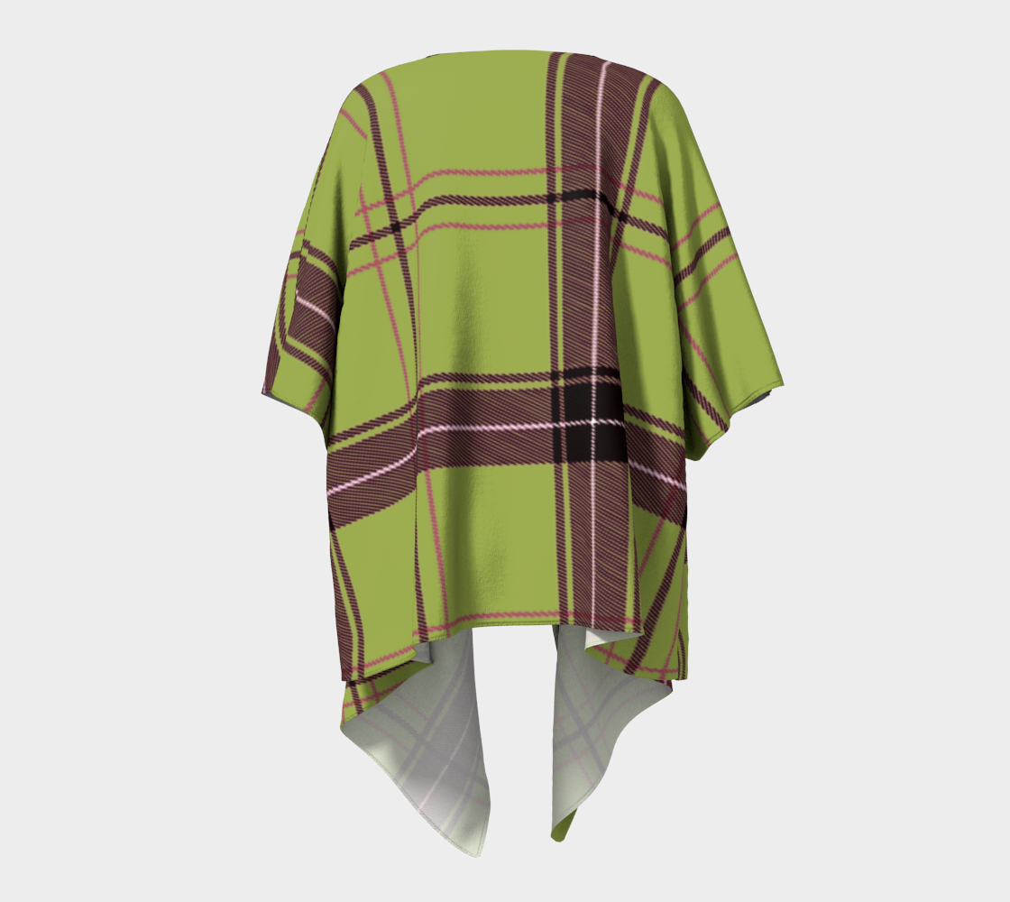 avocado green plaid draped Kimono