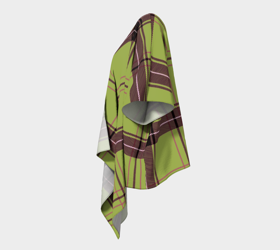 avocado green plaid draped Kimono