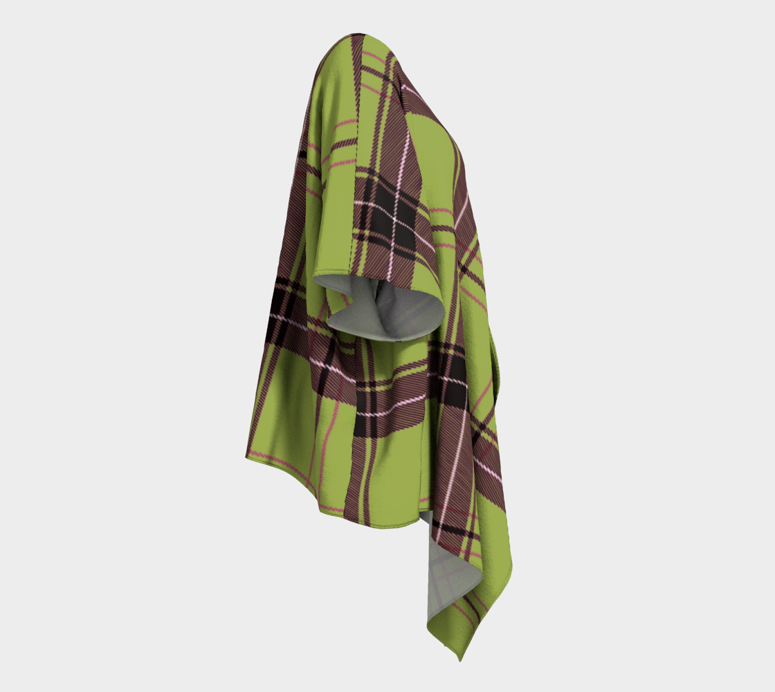 avocado green plaid draped Kimono