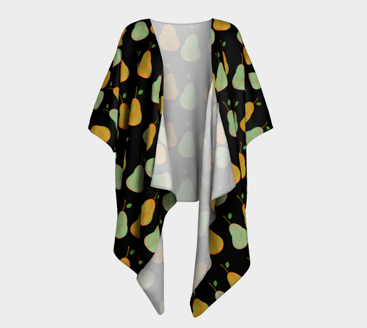 pears black draped Kimono