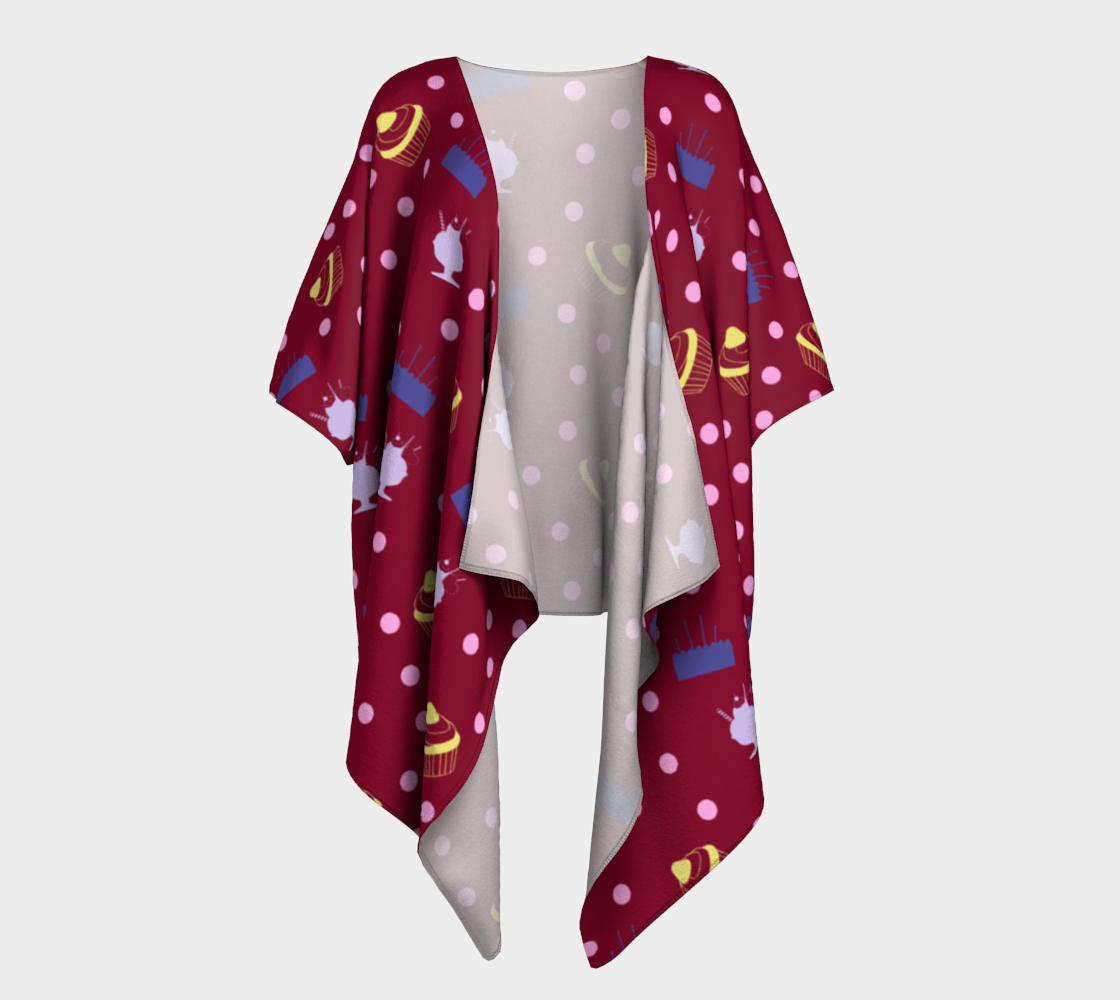 cakes and sundaes red draped Kimono