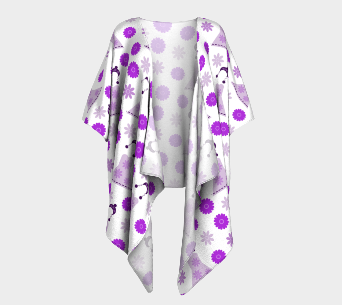 lilac dress on white draped Kimono