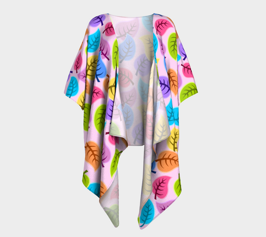 colorful leaves draped Kimono