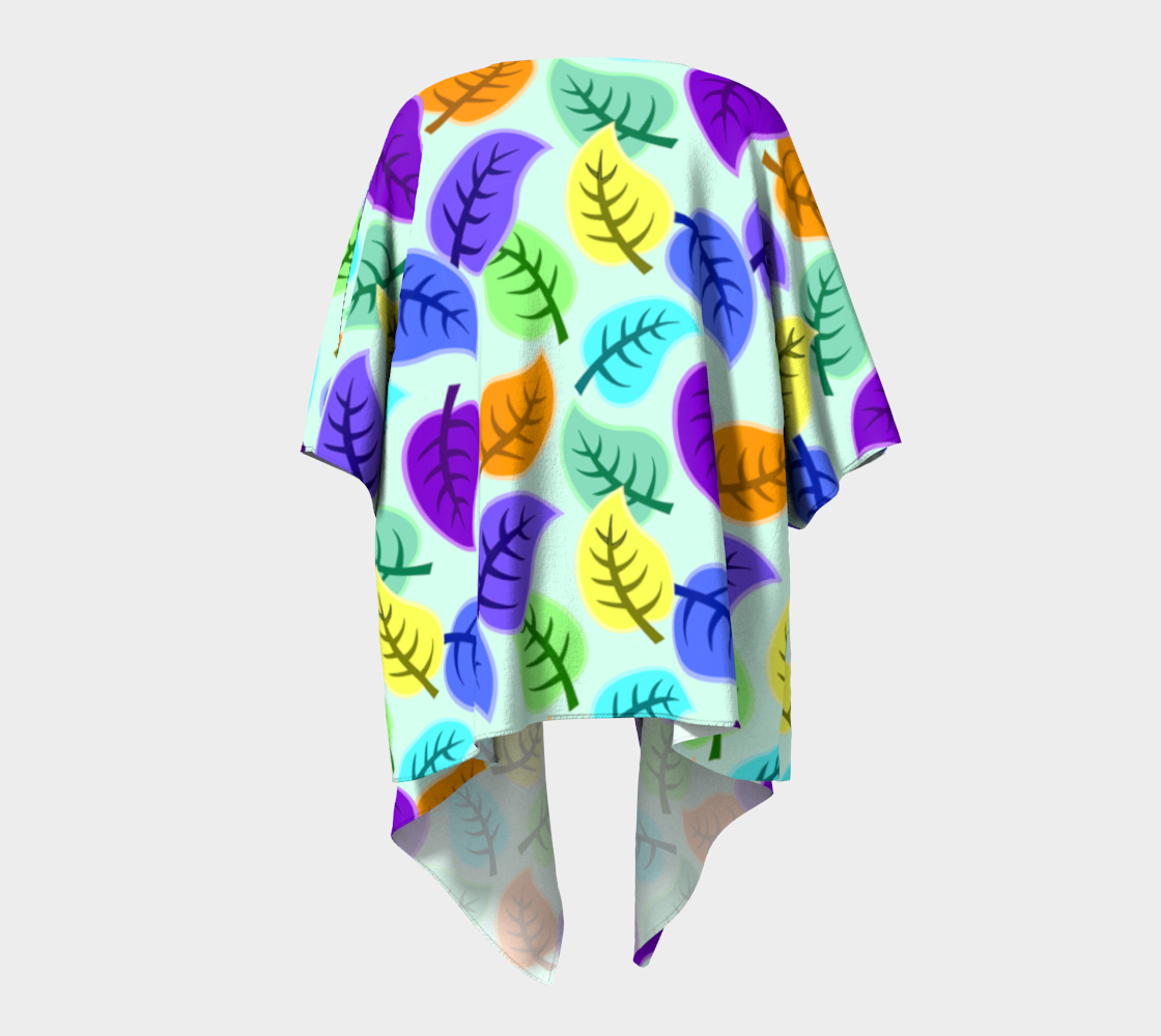 colorful leaves blue draped Kimono