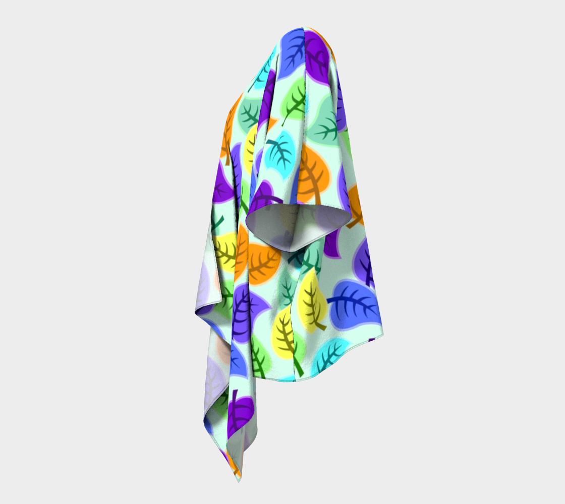 colorful leaves blue draped Kimono