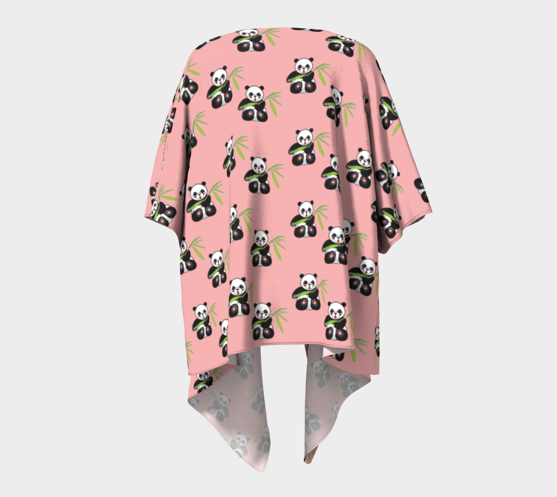 panda with bamboo pink draped Kimono