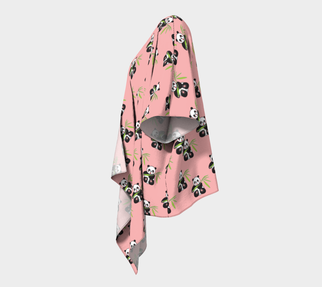 panda with bamboo pink draped Kimono