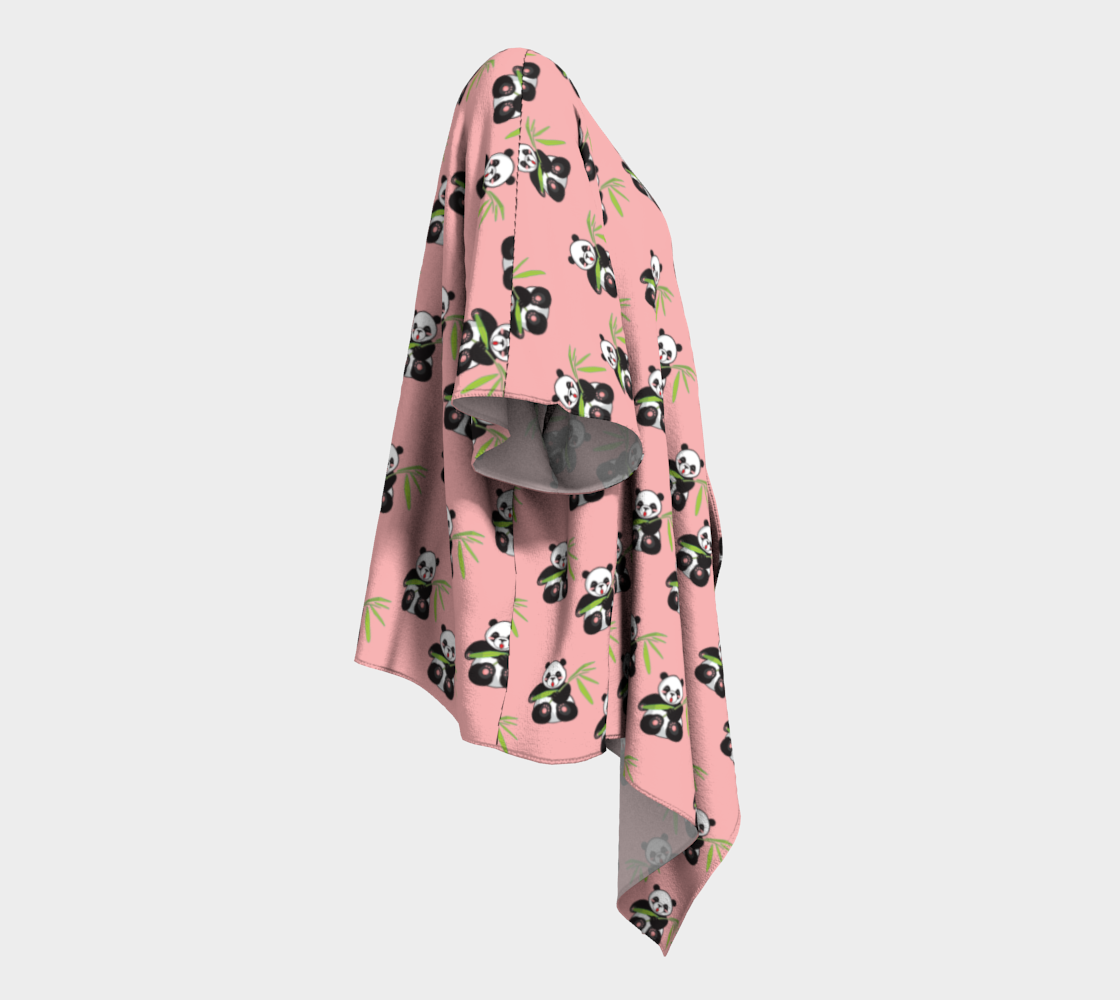 panda with bamboo pink draped Kimono