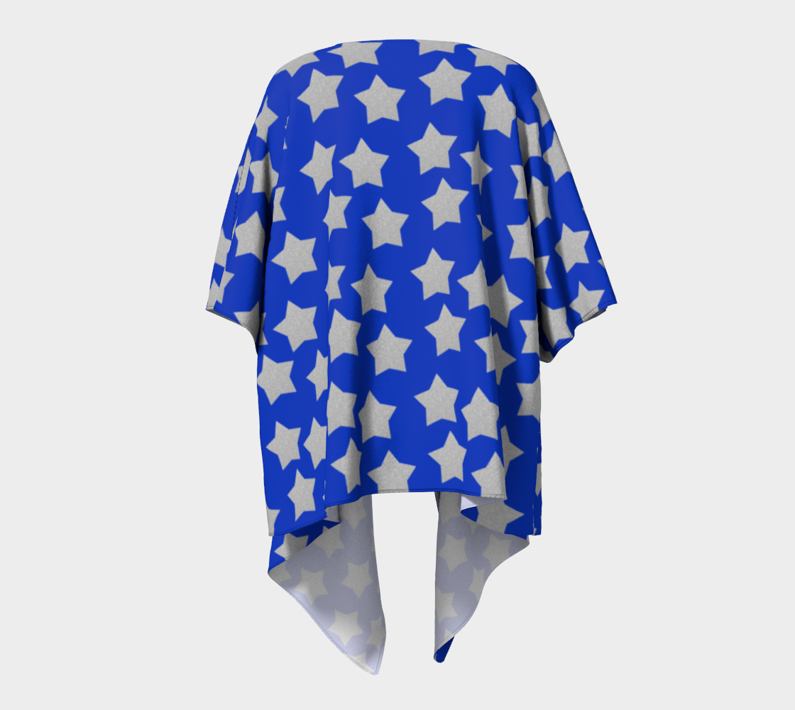 silver stars royal blue draped Kimono