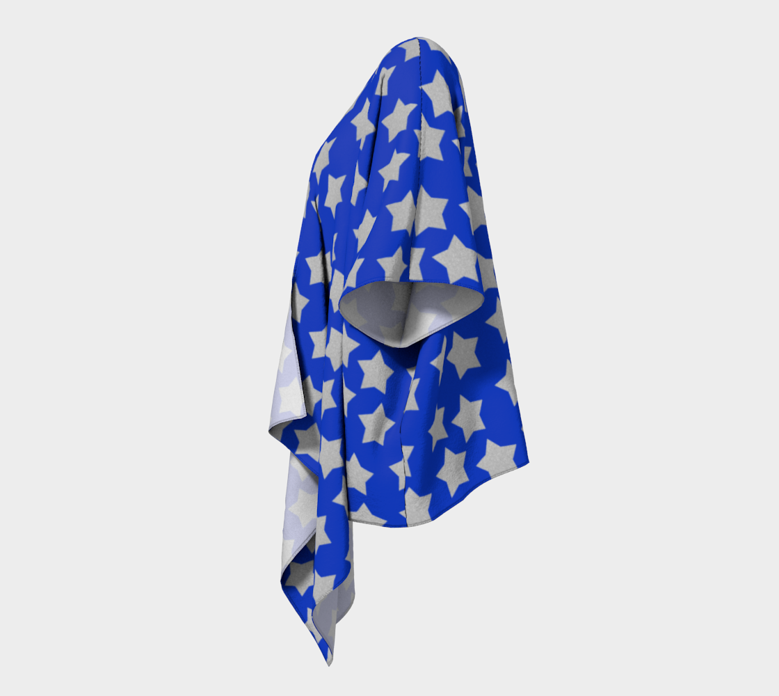 silver stars royal blue draped Kimono