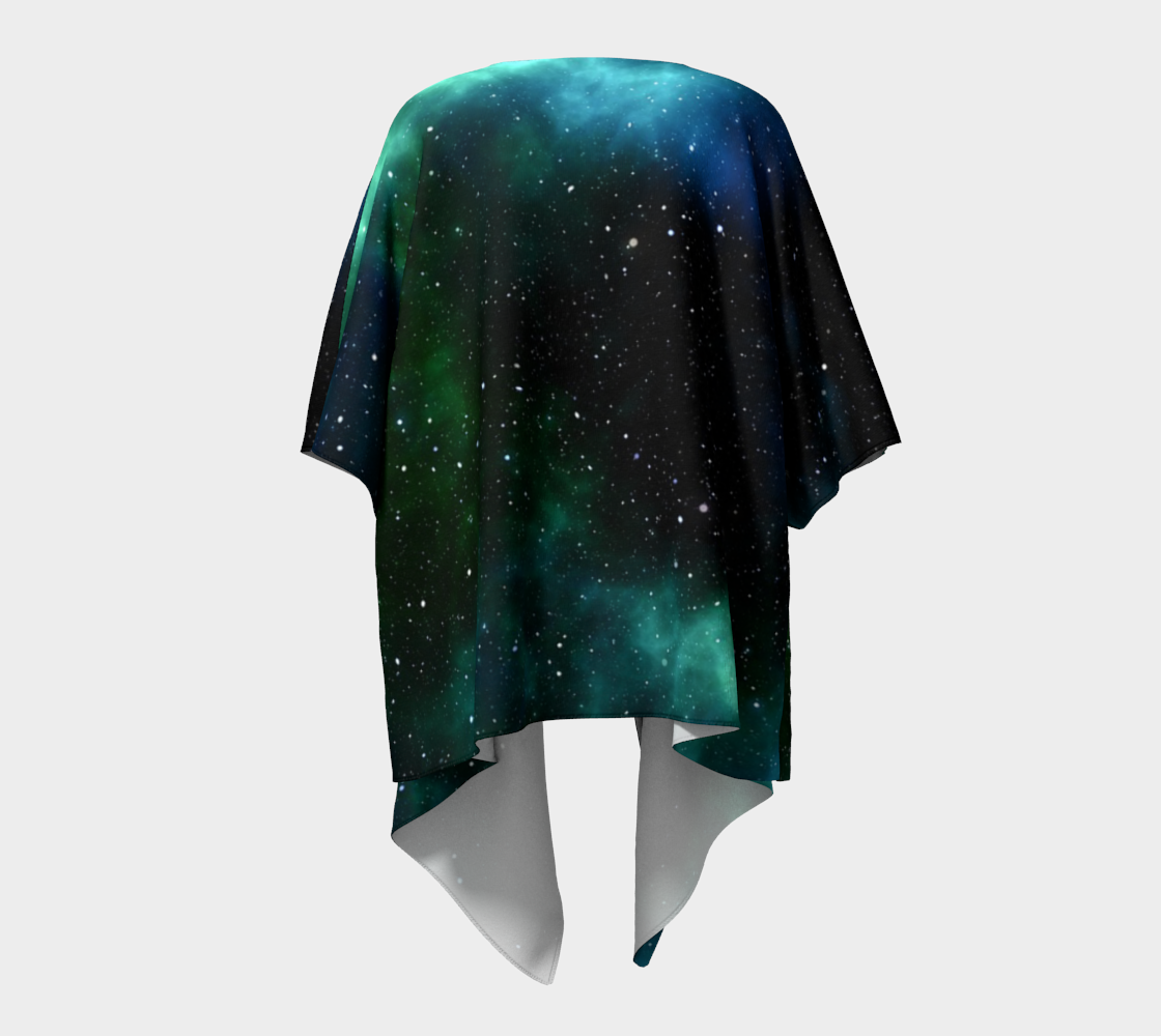 galaxy sky blue green draped Kimono