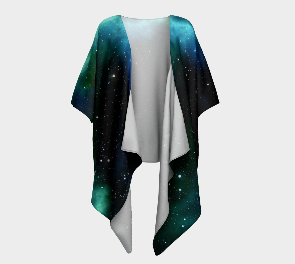 galaxy sky blue green draped Kimono