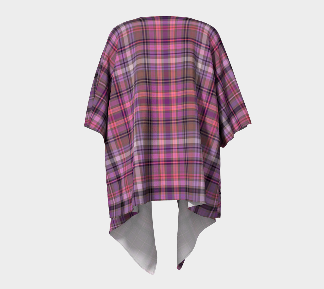 pink plaid draped Kimono