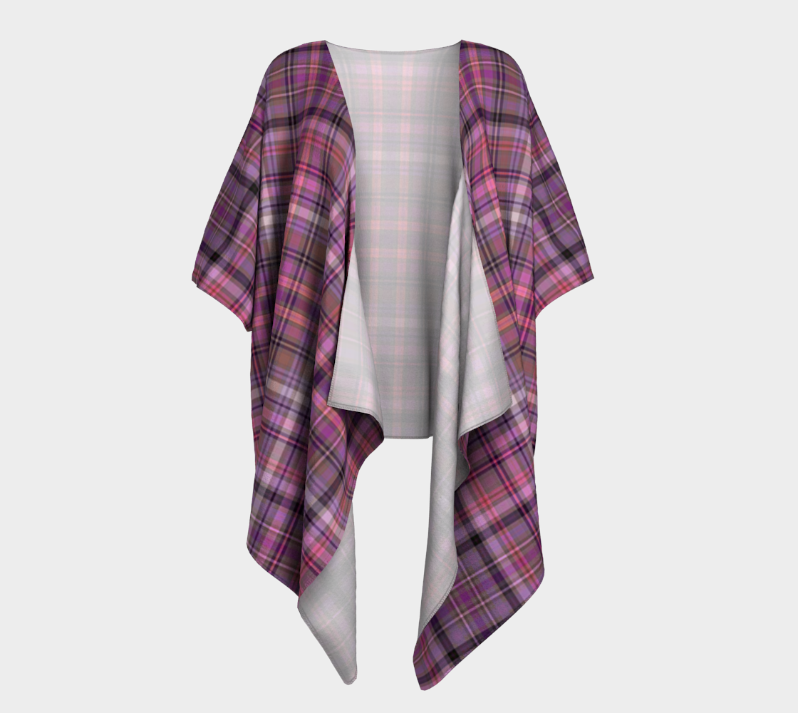 pink plaid draped Kimono