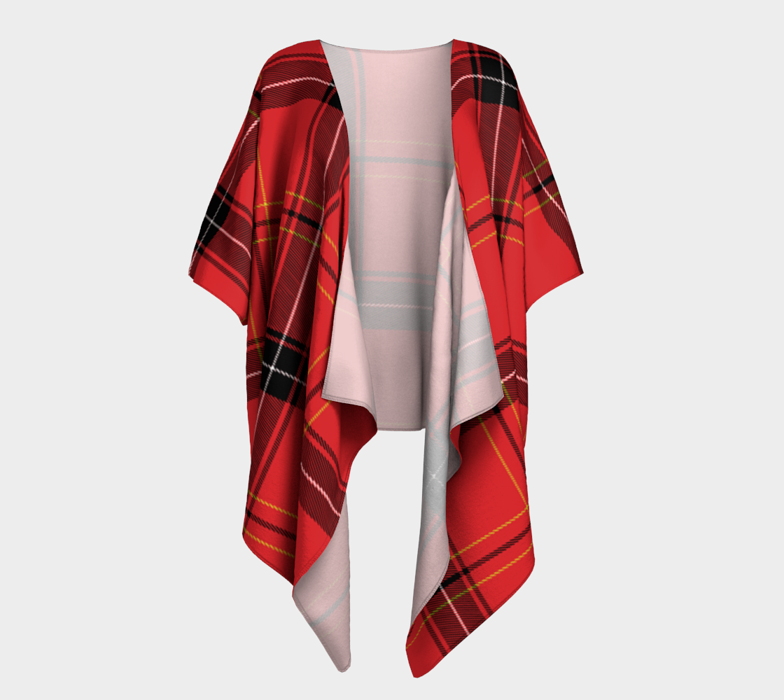 red plaid draped Kimono