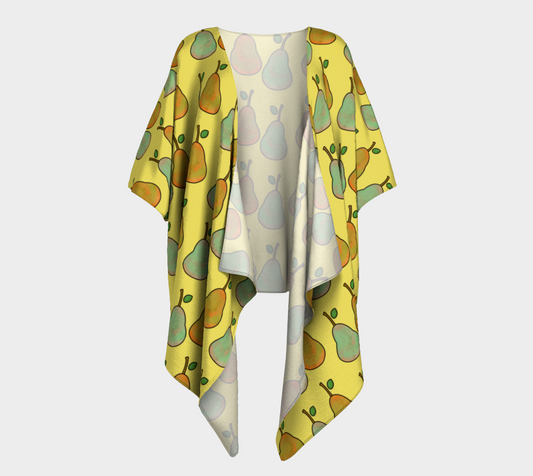 pears yellow draped Kimono