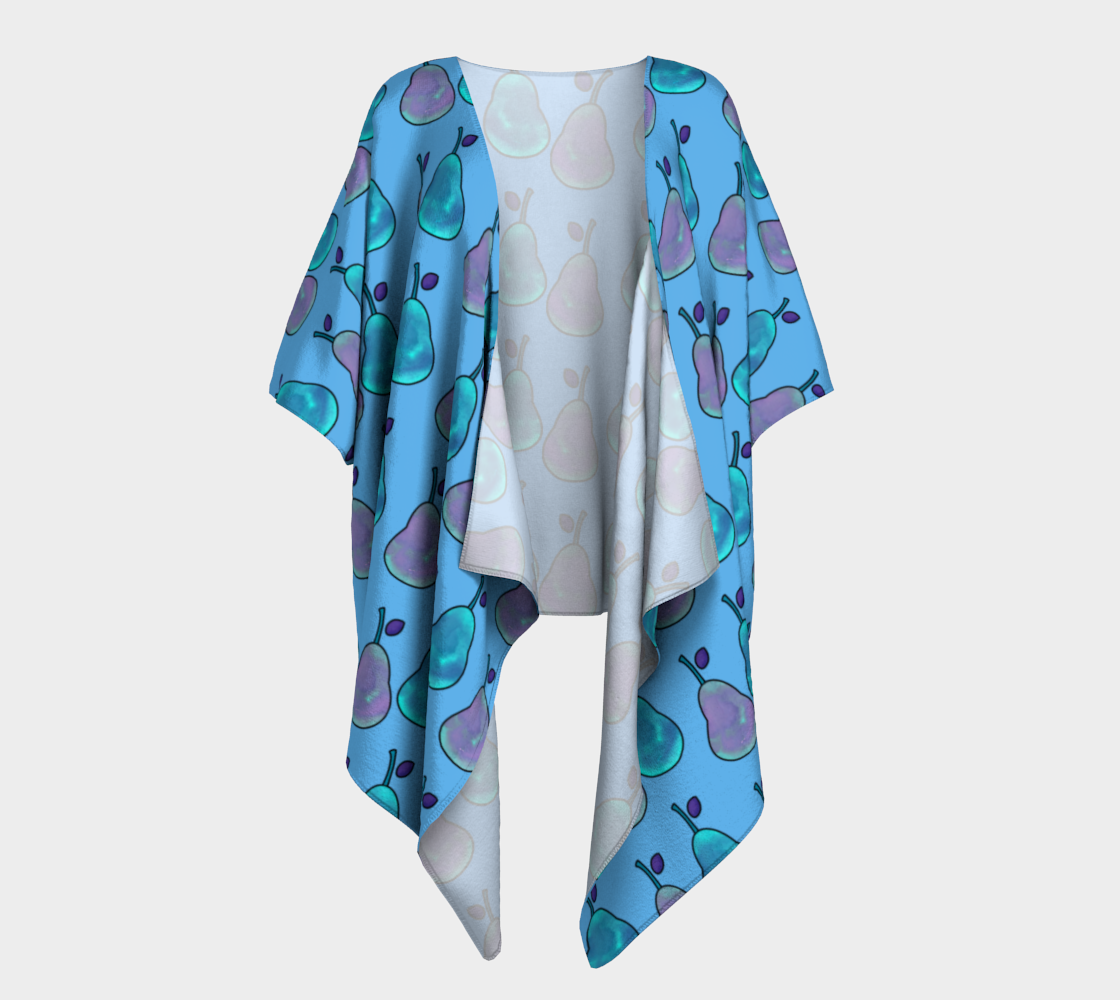 pears aqua draped Kimono