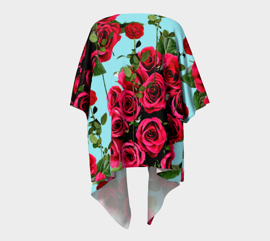 roses blue draped Kimono