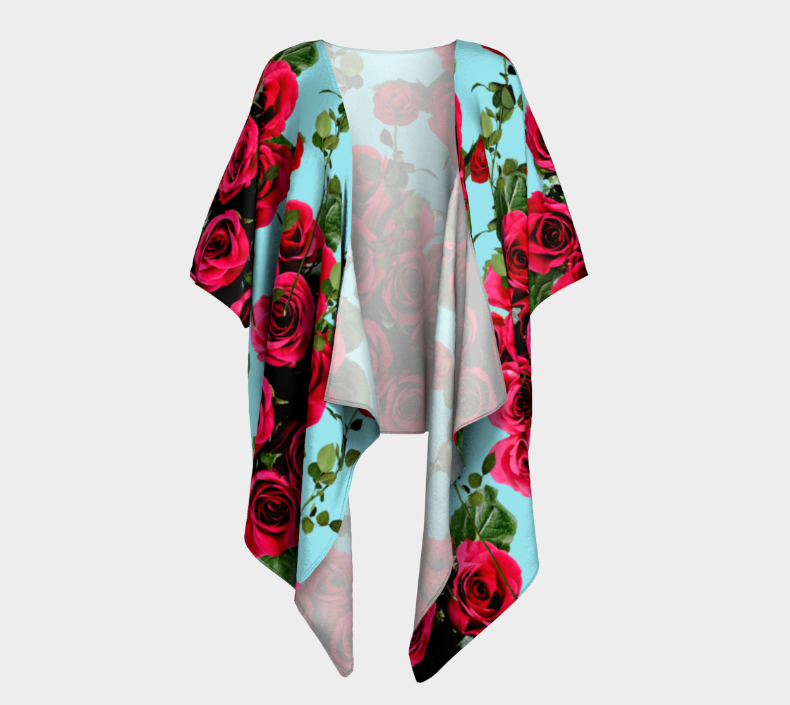 roses blue draped Kimono