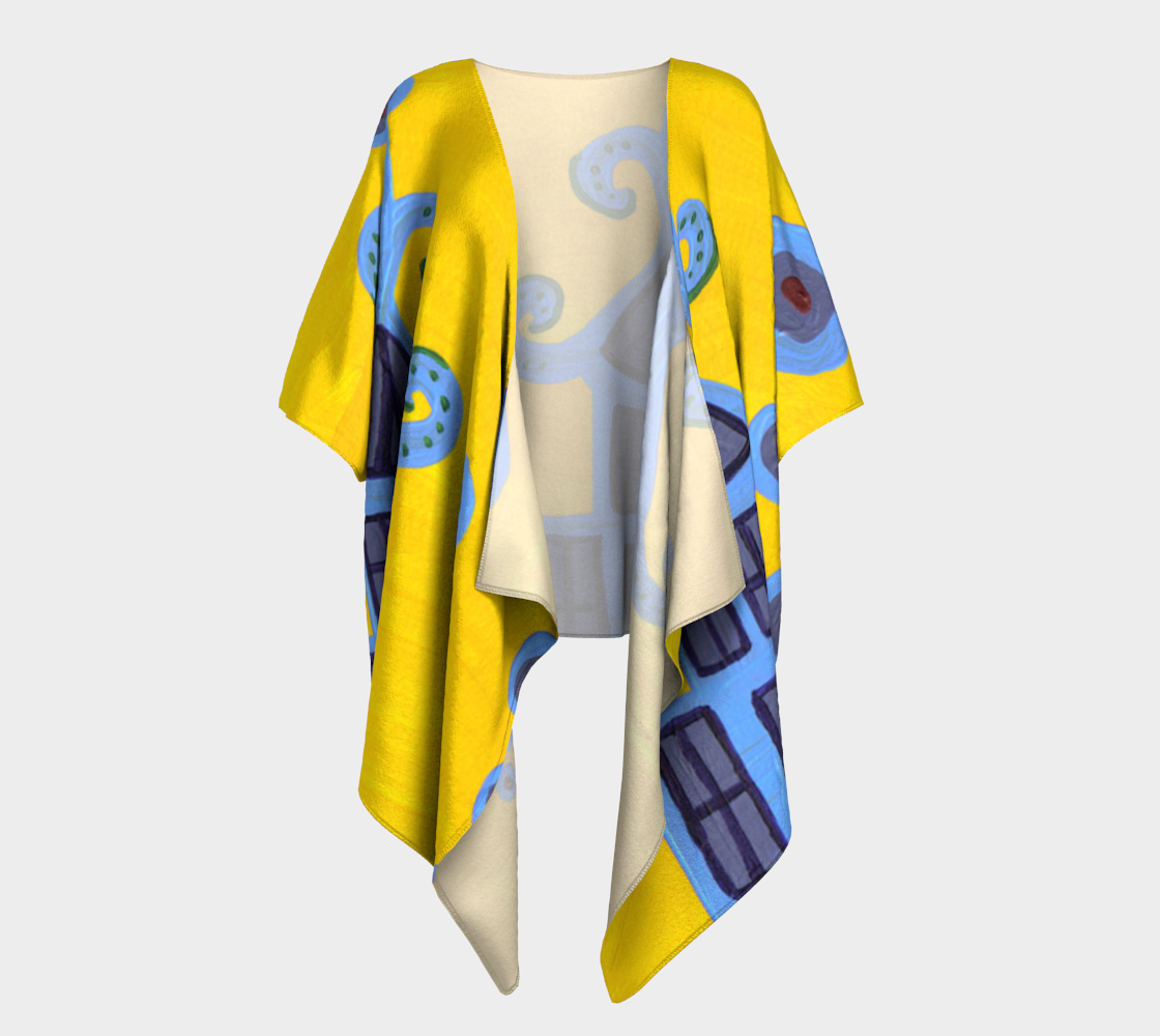 blue house draped Kimono