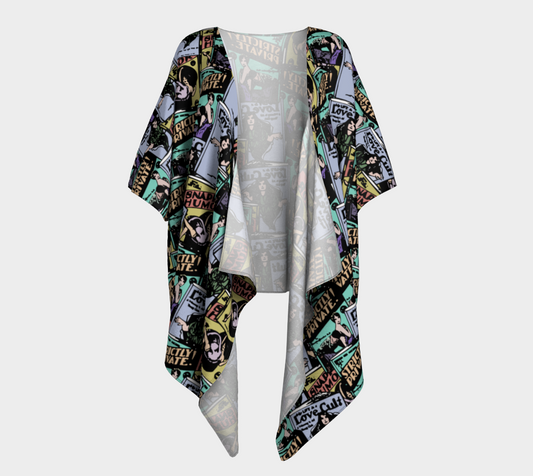 comic books pattern draped Kimono