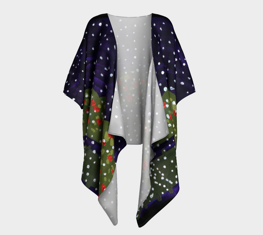 snowy roses draped Kimono