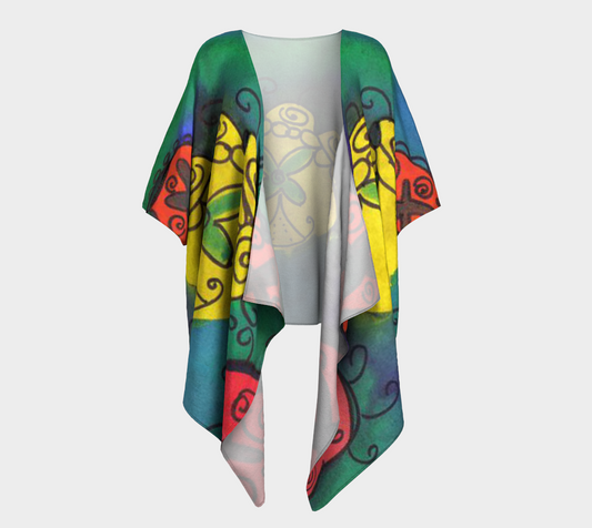 cross flowers draped Kimono