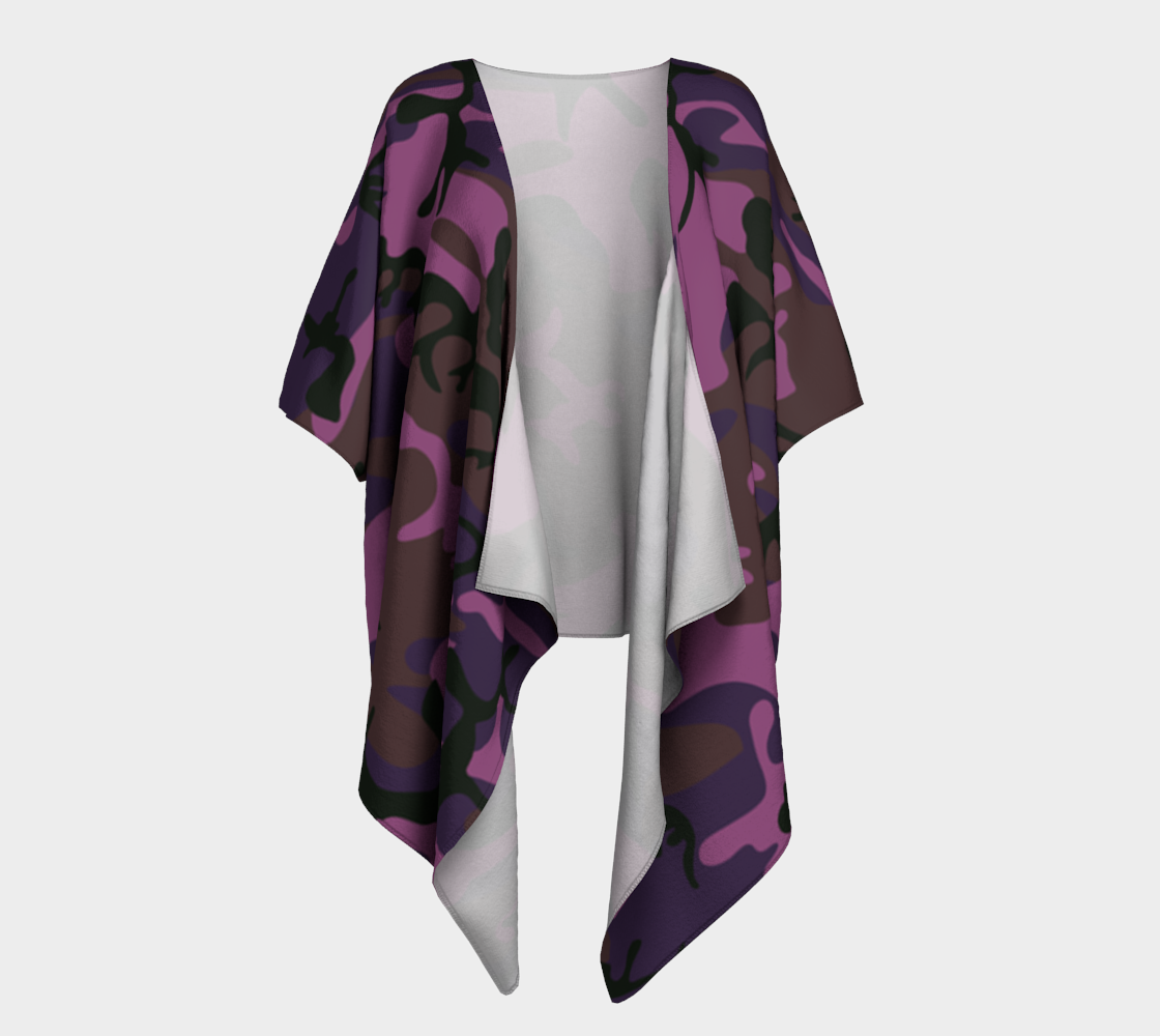 Camouflage violet draped Kimono