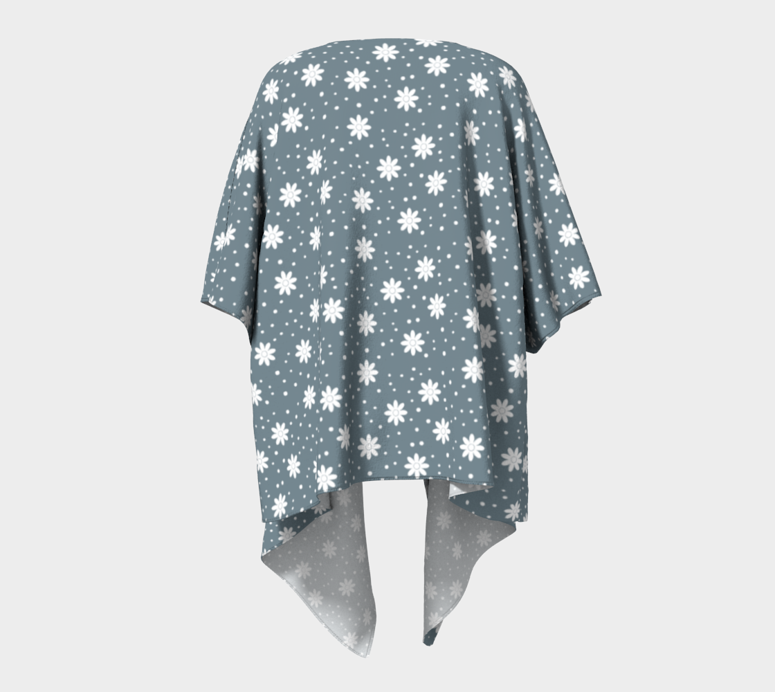 floral dots blue draped Kimono