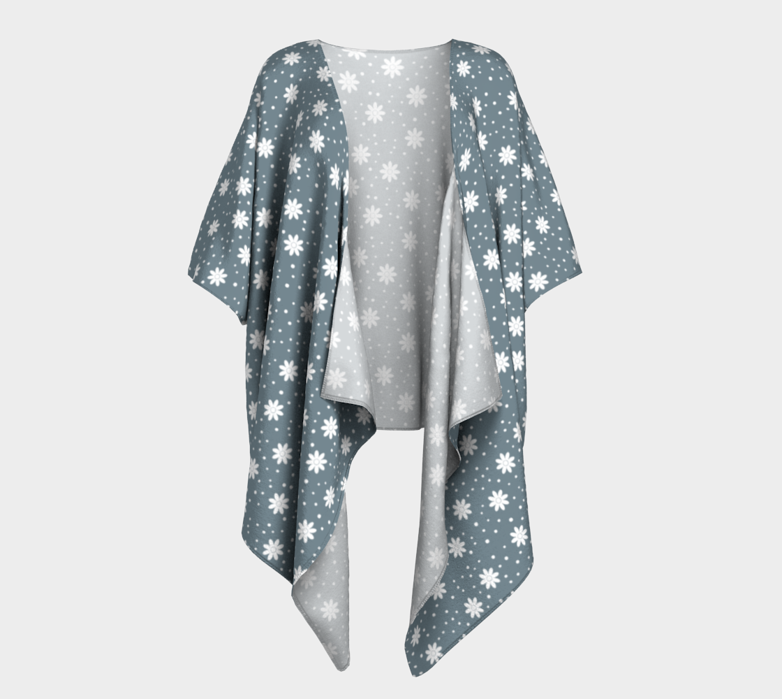 floral dots blue draped Kimono