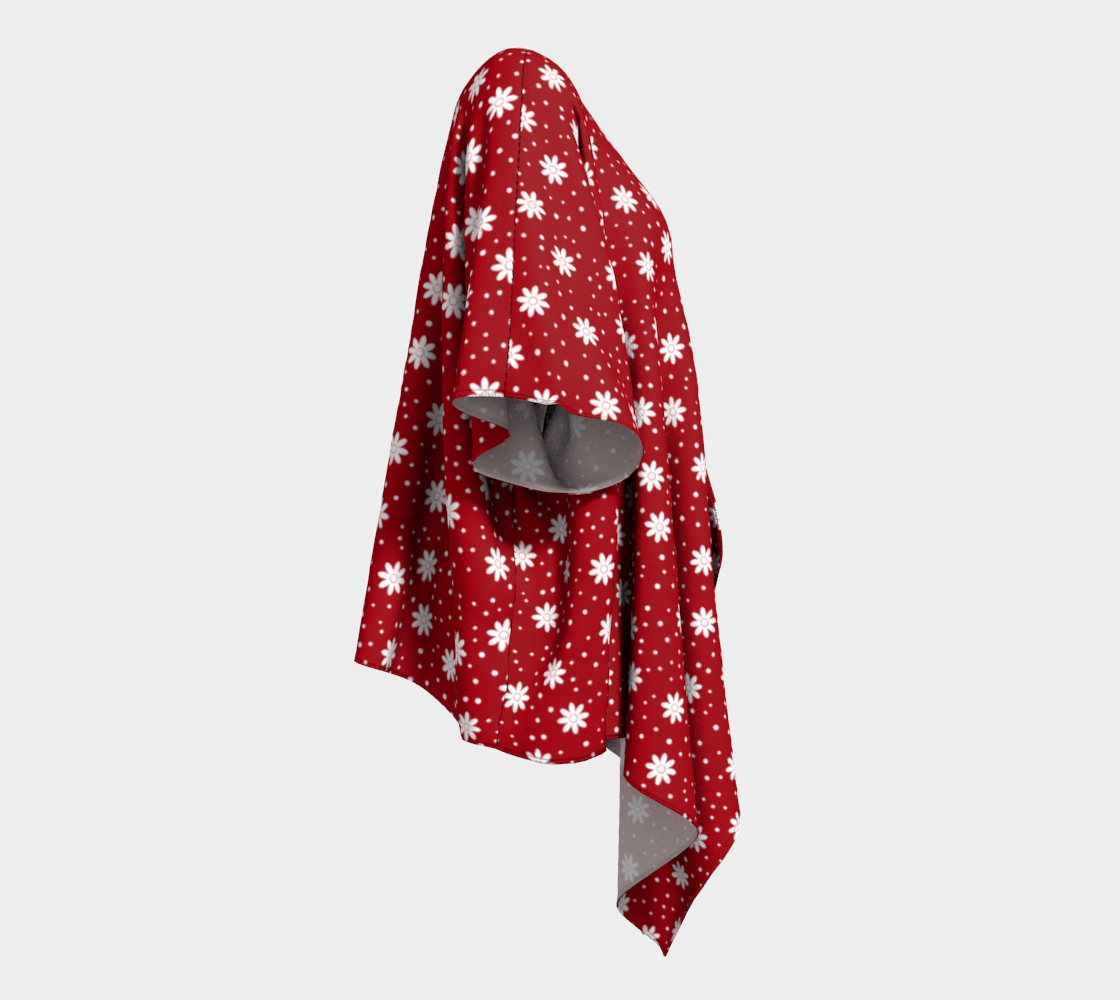 floral dots red draped Kimono