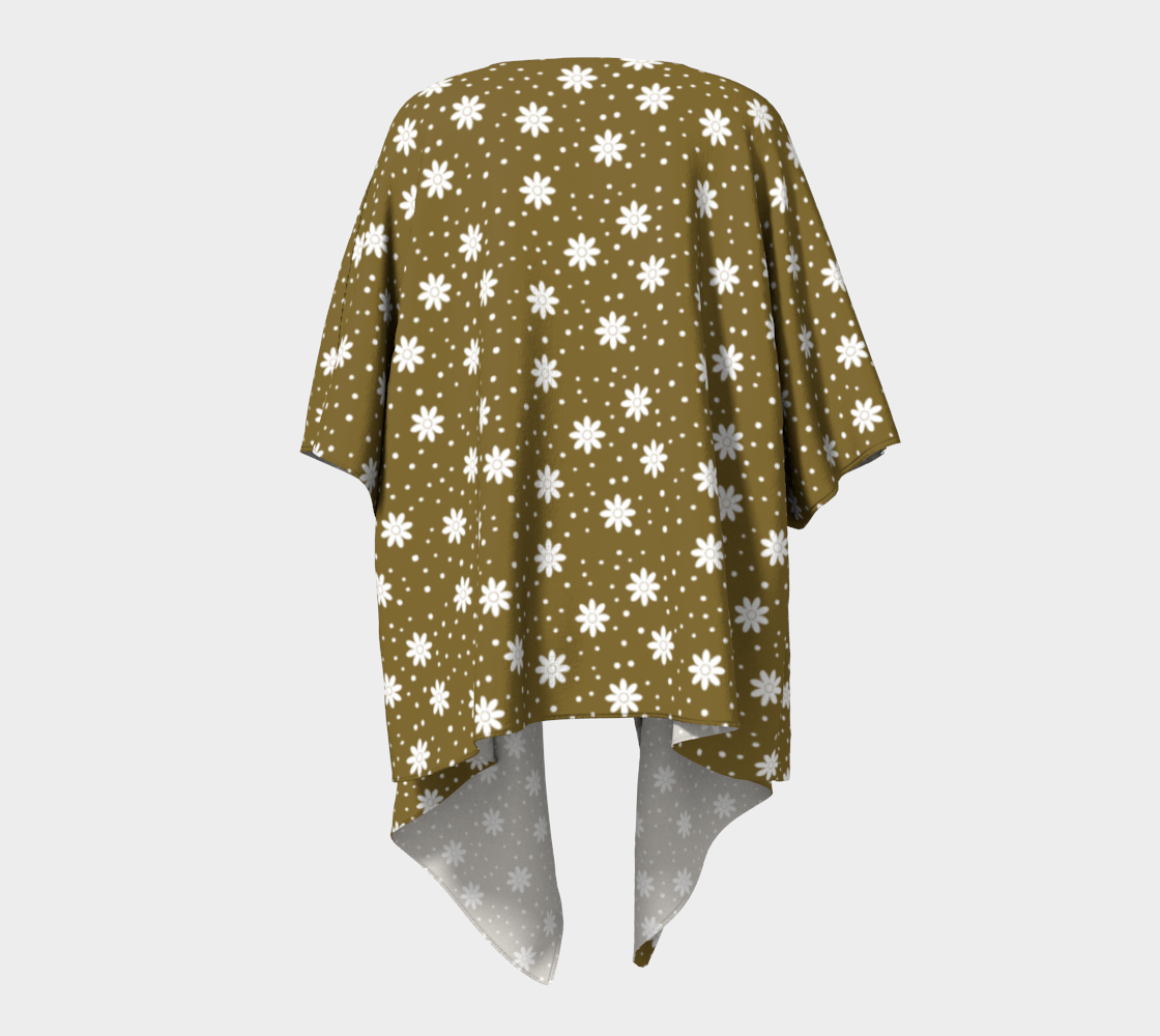 floral dots brown draped Kimono